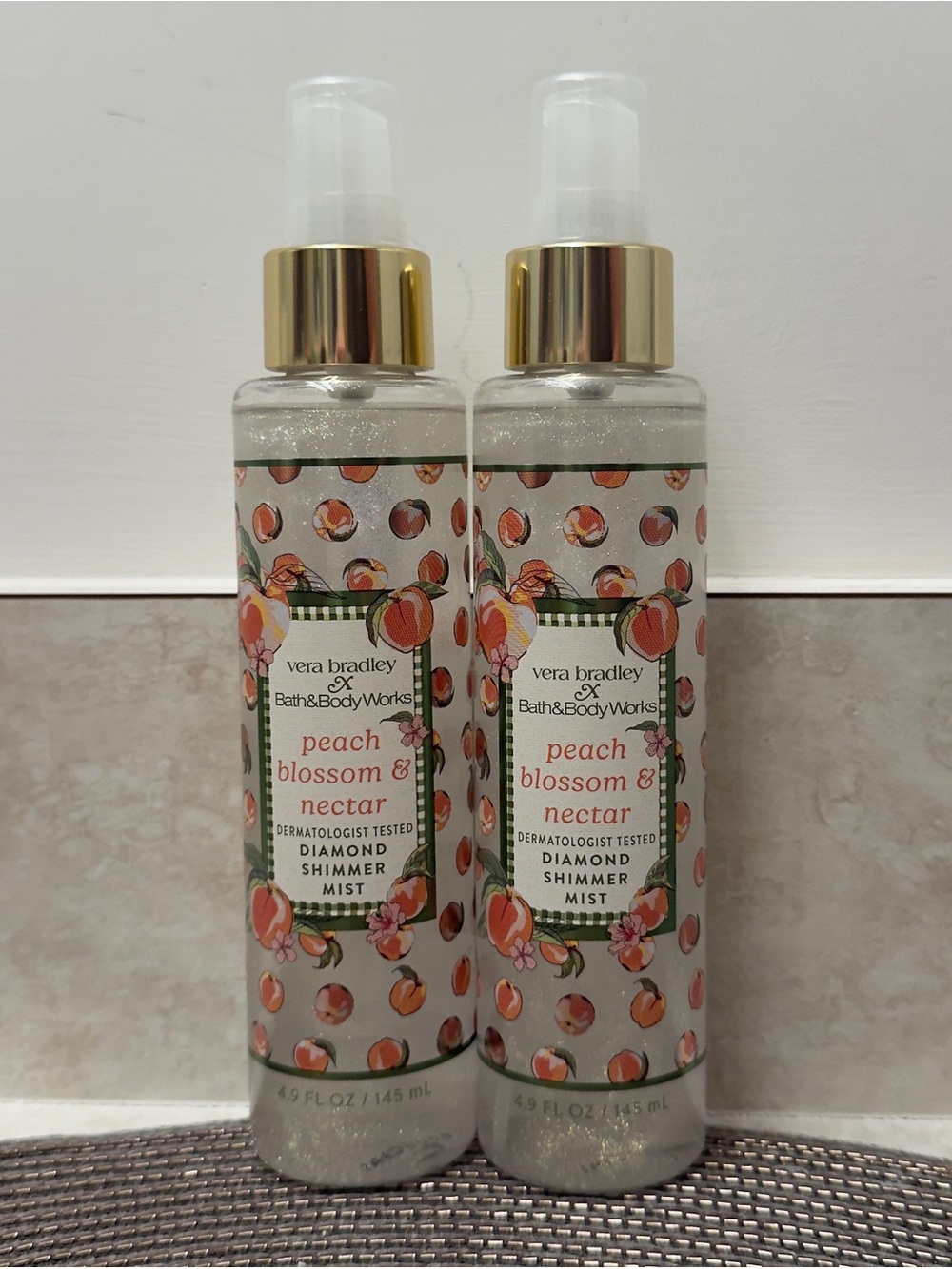 NWT Bath & Body Works Peach Blossom & Nectar Diamond Shimmer Mist Set